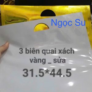 Túi 3 biên quai xách màu Trắng sữa – Lót bạc bên trong